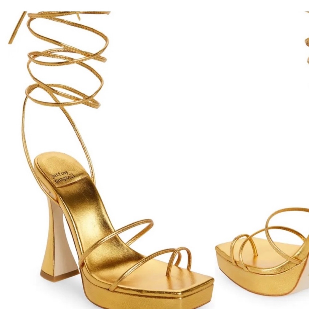 Jeffery Campbell lace up metallic heel